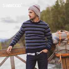 Load image into Gallery viewer, SIMWOOD 2019 Autumn Winter New Sweater men striped mix wool contrast color knitted pullover sweaters  190412