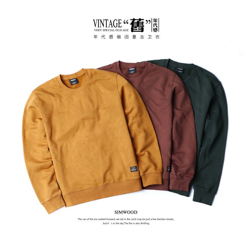 SIMWOOD 2019 autumn New Hoodies Men Fashion Vintage Sweatshirts Plus Size Brand Clothing 100% Cotton Pullovers Streetwear 180611