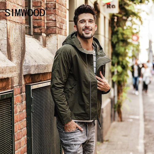 SIMWOOD 2019 autumn  New Jacket Men Slim Fit Jackets Men Windbreaker Casual Coats Outerwear Plus Size Brand Clothing JK017005