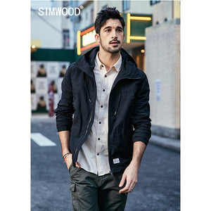 SIMWOOD New autumn Jacket Men 2019  Safari Style Thin Jackets Hooded windbreaker Slim Fit Fashion High Quality Coats 190079