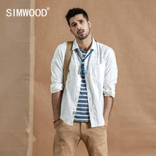 Load image into Gallery viewer, SIMWOOD 2019 Autumn New Cargo Pocket Shirt Men 100% Cotton Causal Long Sleeve Shirts Plus Size High Quality Clothing 190376