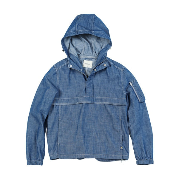 SIMWOOD 2019 Autumn New Half-zip Pullover Jacket Men Fashion Hoodie Denim Like Hooded Coats High Quality Jackets 190357
