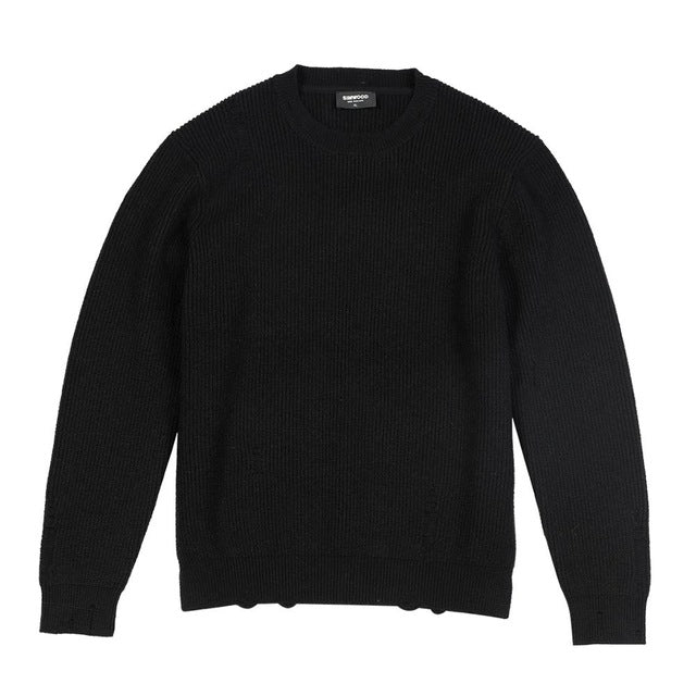 SIMWOOD 2019 Autumn Winter new Distressed Pullover Sweater Men Ripped hole warm knitwear plus size casual sweaters SI980566