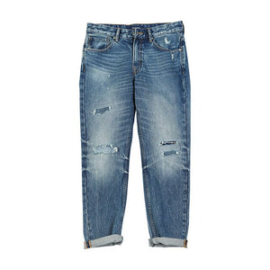 SIMWOOD 2019 autumn winter ripped jeans men patchwork streetwear denim trousers high quality  slim fit hole jean 190404