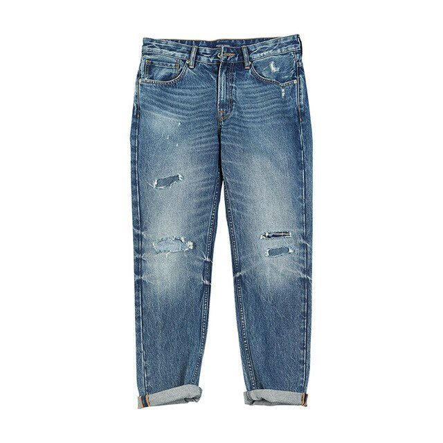 SIMWOOD 2019 autumn winter ripped jeans men patchwork streetwear denim trousers high quality  slim fit hole jean 190404