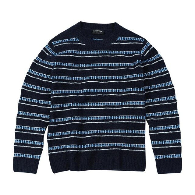 SIMWOOD 2019 Autumn Winter New Sweater men striped mix wool contrast color knitted pullover sweaters  190412