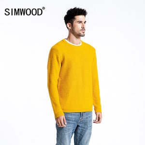 SIMWOOD 2019 Spring New Sweater Men Slim Fit  100% Pure Cotton Pullover Male Knitted Sweater Male Fashion MT017013