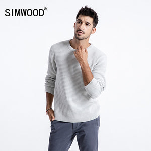 SIMWOOD 2019 Spring New Sweater Men Slim Fit  100% Pure Cotton Pullover Male Knitted Sweater Male Fashion MT017013
